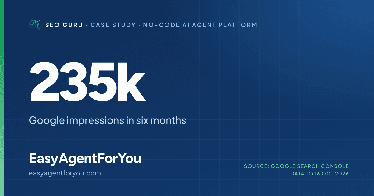 EasyAgentForYou case study: 235k Google impressions in six months